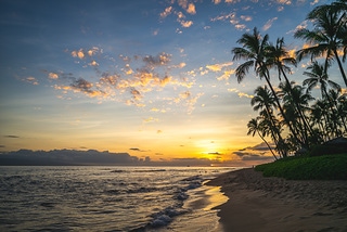 夏威夷茂宜島海灘夕陽