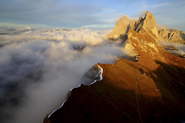 Aerial view of Odle Dolomites