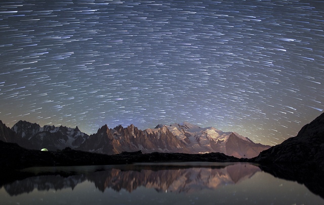 Starry night on Mount Blanc