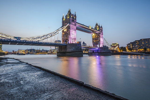 Night view of Tower Bridge London