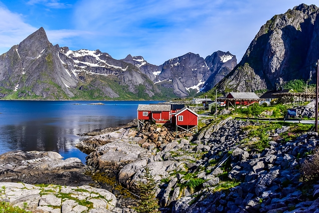 Beautiful mountain scene in Norway Reine