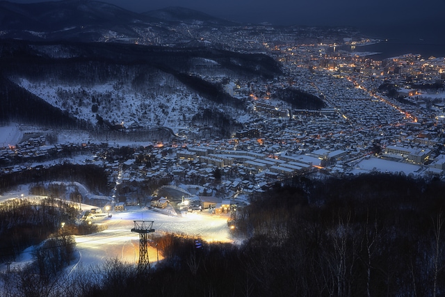 北海道天狗山雪景夜色
