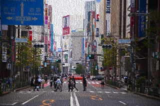 東京新宿, 商業區充滿觀光的各國遊客